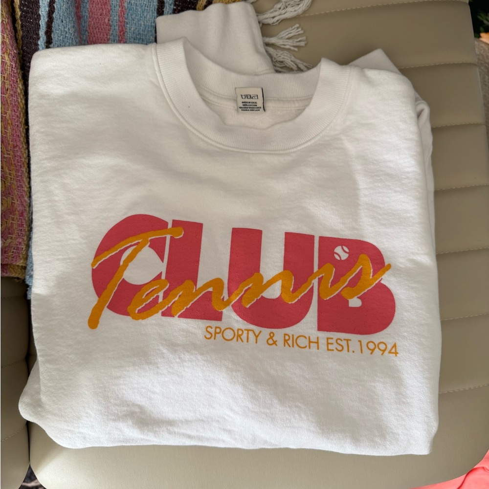 Sporty & Rich White Sweatshirt with Red and Yellow Design